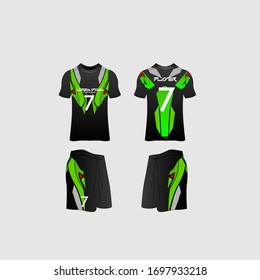 Soccer Jersey and Football Kit Presentation Mockup Template, Front and Back View Including Sportswear Uniform, Shorts and Socks and it is Fully Customization Isolated on White Background