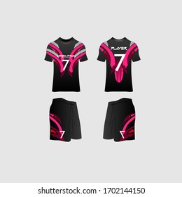Soccer Jersey and Football Kit Presentation Mockup Template, Front and Back View Including Sportswear Uniform, Shorts and Socks and it is Fully Customization Isolated on White Background