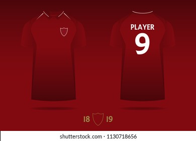 Soccer jersey, football kit, t-shirt sport  template design for English football club. Football t-shirt mock up. Front and back view soccer uniform. Minimal logo design. Vector Illustration.