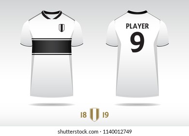 Soccer jersey or football kit, t-shirt sport  template design for football club. Football t-shirt mock up. Front and back view soccer uniform. Vector Illustration.