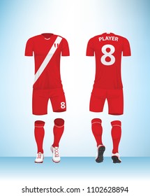 Soccer jersey or football t-shirt mock up. Front and back view peru uniform. Vector Illustration.