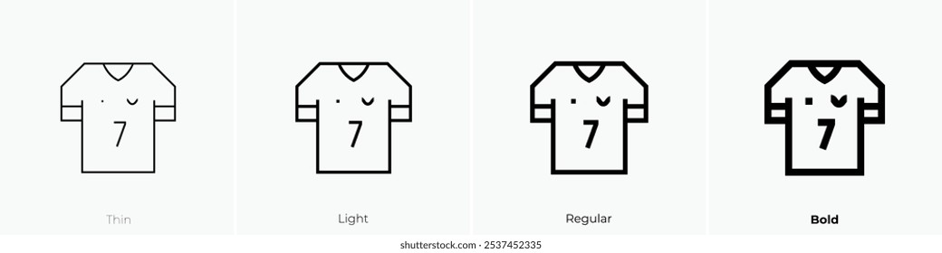 soccer jersey icon. Thin, Light Regular And Bold style design isolated on white background