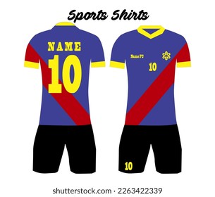 Soccer jersey icon vector, red blue and yellow, for free design.