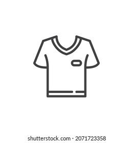 Soccer Jersey Line Icon. Linear Style Sign For Mobile Concept And Web Design. Football Shirt Outline Vector Icon. Symbol, Logo Illustration. Vector Graphics