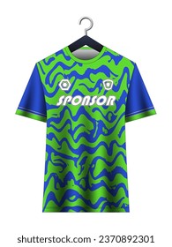 Soccer jersey mockup for football club. Vector sublimation sports apparel design. Uniform front view templates football jersey. Jersey design ideas.