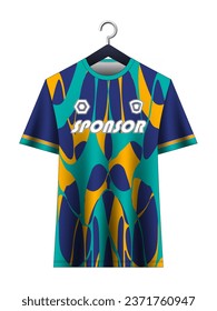 Soccer jersey mockup for football club. Vector sublimation sports apparel design. Uniform front view templates football jersey. Jersey design ideas.