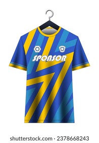 Soccer jersey mockup for football club. Vector sublimation sports apparel design. Uniform front view templates football jersey. Jersey design ideas.