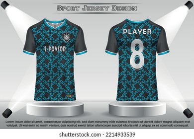 Soccer jersey mockup football jersey design on the podium sublimation sport t shirt design collection for racing, cycling, gaming, motocross