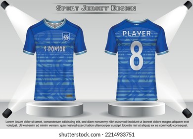 Soccer jersey mockup football jersey design on the podium sublimation sport t shirt design collection for racing, cycling, gaming, motocross