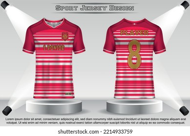 Soccer jersey mockup football jersey design on the podium sublimation sport t shirt design collection for racing, cycling, gaming, motocross