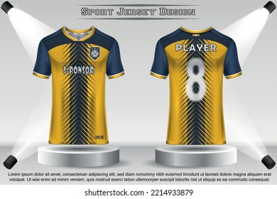 Soccer jersey mockup football jersey design on the podium sublimation sport t shirt design collection for racing, cycling, gaming, motocross