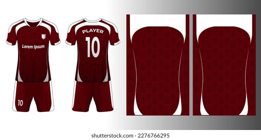 Soccer jersey mockup red and white color for football club. with texture design front and back view.