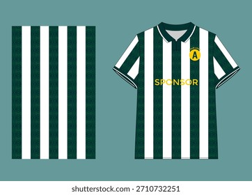 Patrón de jersey de fútbol en verde oscuro con detalles blancos