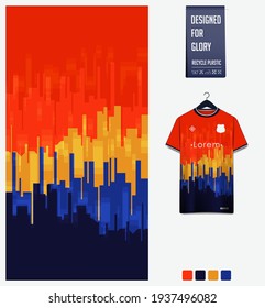 Soccer jersey pattern design. Abstract pattern on orange background for soccer kit, football kit, bicycle, e-sport, basketball, t-shirt mockup template. Fabric pattern. Sport background. Vector 