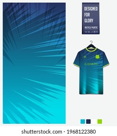 Soccer jersey pattern design. Abstract pattern on turquoise blue background for soccer kit, football kit, bicycle, e-sport, basketball, t-shirt mockup template. Fabric pattern. Sport background.Vector