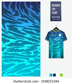 Diseño de patrones de jersey de fútbol. Patrón abstracto sobre el fondo azul turquesa para el equipo de fútbol, el equipo de fútbol, la bicicleta, el deporte electrónico, el baloncesto, la plantilla de maqueta de camisetas. Patrón de tejido. Fondo deportivo.Vector