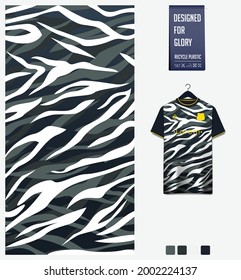 Soccer jersey pattern design. Abstract pattern on black background for soccer kit, football kit, bicycle, e-sport, basketball, t-shirt mockup template. Fabric pattern. Sport background. Vector.