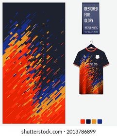 Soccer jersey pattern design. Abstract pattern on blue background for soccer kit, football kit, bicycle, e-sport, basketball, t-shirt mockup template. Fabric pattern. Sport background. Vector.