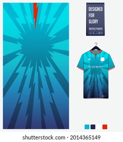 Soccer jersey pattern design. Abstract pattern on blue background for soccer kit, football kit, bicycle, e-sport, basketball, t-shirt mockup template. Fabric pattern. Abstract background.. Vector.