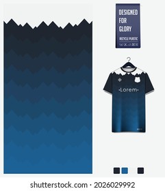 Diseño de patrones de jersey de fútbol. Patrón abstracto sobre el fondo azul para el equipo de fútbol, equipo de fútbol, bicicleta, e-sport, baloncesto, plantilla de maqueta de camisetas. Patrón de tejido. Antecedentes abstractos. Vector.