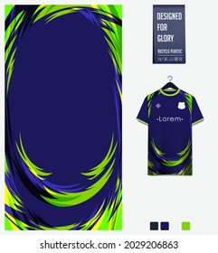 Soccer jersey pattern design. Abstract pattern on blue background for soccer kit, football kit, bicycle, e-sport, basketball, t-shirt mockup template. Fabric pattern. Abstract background. Vector