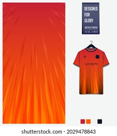 Soccer jersey pattern design. Abstract pattern on orange background for soccer kit, football kit, bicycle, e-sport, basketball, t-shirt mockup template. Fabric pattern. Abstract background. Vector.