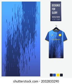 Soccer jersey pattern design. Abstract pattern on blue background for soccer kit, football kit, bicycle, e-sport, basketball, t-shirt mockup template. Fabric pattern. Abstract background. Vector.