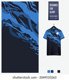 Soccer jersey pattern design. Abstract pattern on blue background for soccer kit, football kit, bicycle, basketball, t-shirt mockup template. Fabric pattern. Abstract background. Vector Illustration.