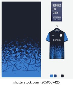 Soccer jersey pattern design. Abstract pattern on blue background for soccer kit, football kit, bicycle, basketball, t-shirt mockup template. Fabric pattern. Abstract background. Vector Illustration