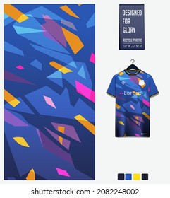 Soccer jersey pattern design. Abstract pattern on blue background for soccer kit, football kit, bicycle, basketball, t-shirt mockup template. Fabric pattern. Abstract background. Vector Illustration