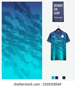 Soccer jersey pattern design. Abstract pattern on blue background for soccer kit, football kit, bicycle, basketball, t-shirt mockup template. Fabric pattern. Abstract background. Vector Illustration