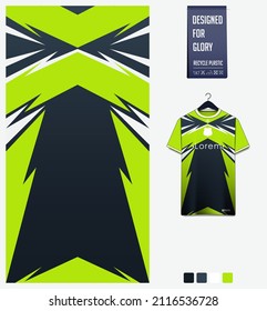 Soccer jersey pattern design. Abstract pattern on green background for soccer kit, football kit, bicycle, e-sport, basketball, t-shirt mockup template. Fabric pattern. Abstract background. Vector.