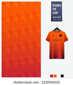 Soccer jersey pattern design. Abstract pattern on orange background for soccer kit, football kit, bicycle, e-sport, basketball, t-shirt mockup template. Fabric pattern. Abstract background. Vector.