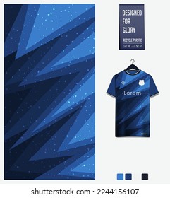 Diseño de patrones de jersey de fútbol. Patrón abstracto sobre el fondo azul para el equipo de fútbol, equipo de fútbol, bicicleta, e-sport, baloncesto, plantilla de maqueta de camisetas. Patrón de tejido. Antecedentes abstractos. Vector.