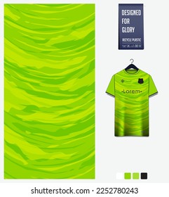 Soccer jersey pattern design. Abstract pattern on green background for soccer kit, football kit, bicycle, e-sport, basketball, t shirt mockup template. Fabric pattern. Abstract background. Vector.