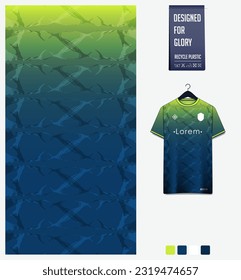 Soccer jersey pattern design. Abstract pattern on blue background for soccer kit, football kit, e-sport, basketball, t shirt mockup template. Fabric pattern. Abstract background. Vector Illustration