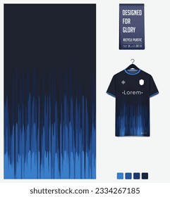 Soccer jersey pattern design. Abstract pattern on blue background for soccer kit, football kit, cycling, e-sport, basketball, t shirt mockup template. Fabric pattern. Abstract background. Vector.