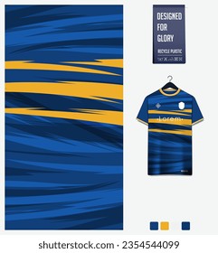 Diseño de patrones de jersey de fútbol. Patrón abstracto del fondo azul para el equipo de fútbol, equipo de fútbol, ciclismo, e-sport, baloncesto, plantilla de maqueta de camisetas. Patrón de tejido. Antecedentes abstractos. Vector.