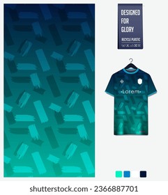 Soccer jersey pattern design. Abstract pattern on green background for soccer kit, football kit, cycling, e-sport, basketball, t shirt mockup template. Fabric pattern. Abstract background. Vector.