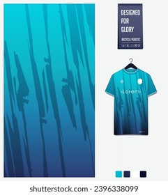 Soccer jersey pattern design. Abstract pattern on blue background for soccer kit, football kit, cycling, basketball, t shirt mockup template. Fabric pattern. Abstract background. Vector Illustration.