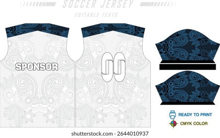 Design de padrão de camisa de futebol. Padrão abstrato no fundo azul para o kit de futebol, kit de futebol, bicicleta, e-sport, basquete, modelo de t-shirt mockup. Padrão de tecido. Resumo.