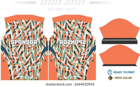 Design de padrão de camisa de futebol. Padrão abstrato no fundo azul para o kit de futebol, kit de futebol, bicicleta, e-sport, basquete, modelo de t-shirt mockup. Padrão de tecido. Resumo.