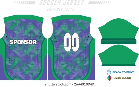 Design de padrão de camisa de futebol. Padrão abstrato no fundo azul para o kit de futebol, kit de futebol, bicicleta, e-sport, basquete, modelo de t-shirt mockup. Padrão de tecido. Resumo.