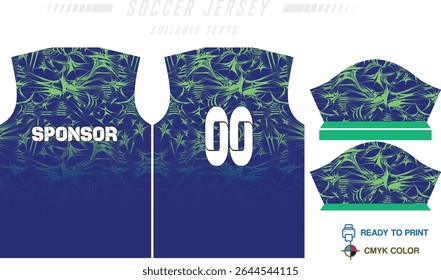 Design de padrão de camisa de futebol. Padrão abstrato no fundo azul para o kit de futebol, kit de futebol, bicicleta, e-sport, basquete, modelo de t-shirt mockup. Padrão de tecido. Resumo.