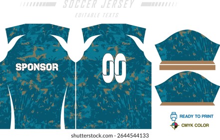 Design de padrão de camisa de futebol. Padrão abstrato no fundo azul para o kit de futebol, kit de futebol, bicicleta, e-sport, basquete, modelo de t-shirt mockup. Padrão de tecido. Resumo.