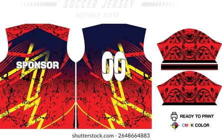 Soccer jersey pattern design. Abstract pattern on blue background for soccer kit, football kit, bicycle, e-sport, basketball, t-shirt mockup template. Fabric pattern. Abstract background.
