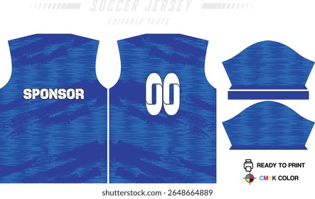 Soccer jersey pattern design. Abstract pattern on blue background for soccer kit, football kit, bicycle, e-sport, basketball, t-shirt mockup template. Fabric pattern. Abstract background.