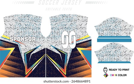 Soccer jersey pattern design. Abstract pattern on blue background for soccer kit, football kit, bicycle, e-sport, basketball, t-shirt mockup template. Fabric pattern. Abstract background.