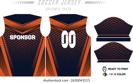 Design de padrão de camisa de futebol. Padrão abstrato no fundo azul para o kit de futebol, kit de futebol, bicicleta, e-sport, basquete, modelo de t-shirt mockup. Padrão de tecido. Resumo.
