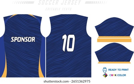 Design de padrão de camisa de futebol. Padrão abstrato no fundo azul para o kit de futebol, kit de futebol, bicicleta, e-sport, basquete, modelo de t-shirt mockup. Padrão de tecido. Fundo abstrato